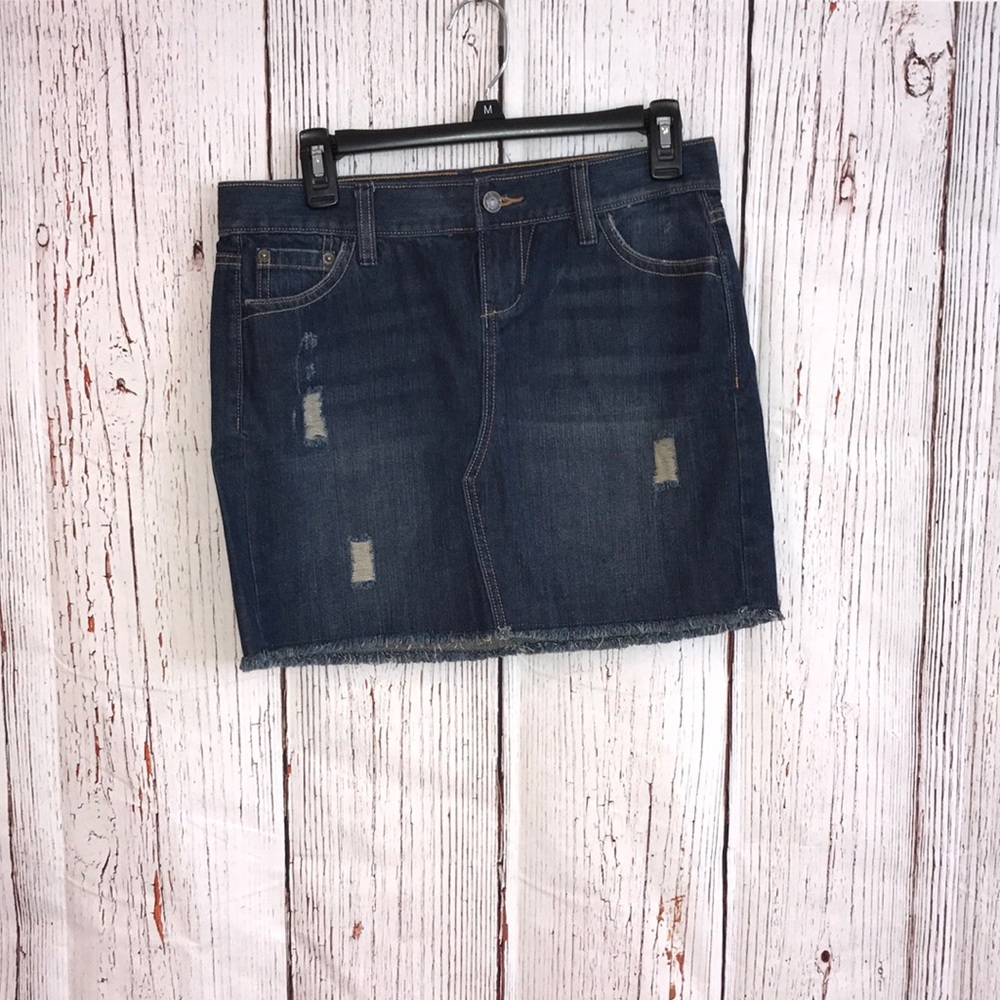 Old navy distressed jean skirt with raw hem